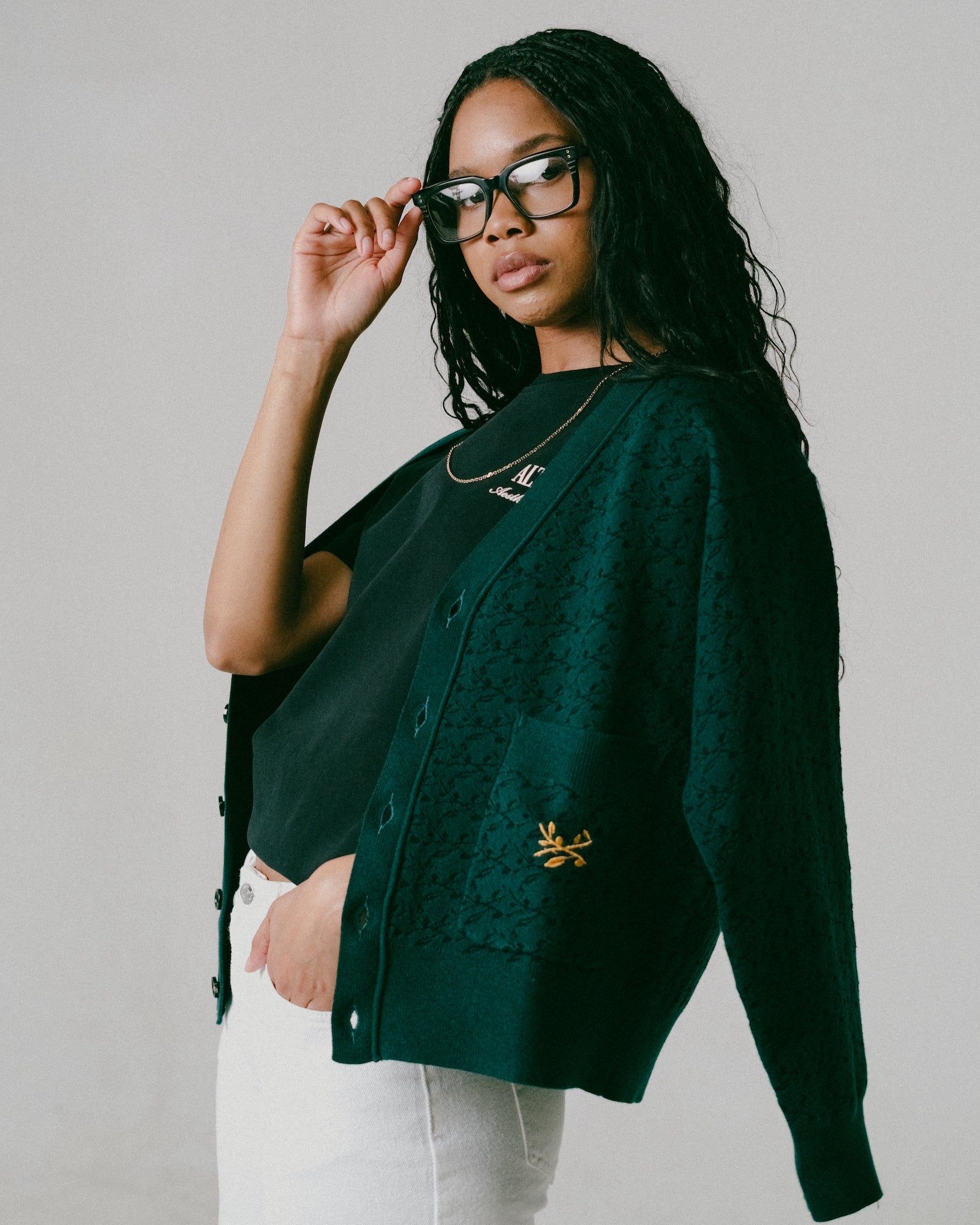 Fitted Jacquard Cardigan – Merino Wool | ALTAR Aesthetics Co.