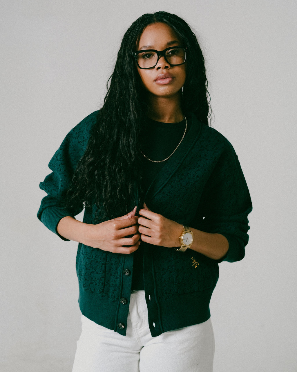 Fitted Jacquard Cardigan